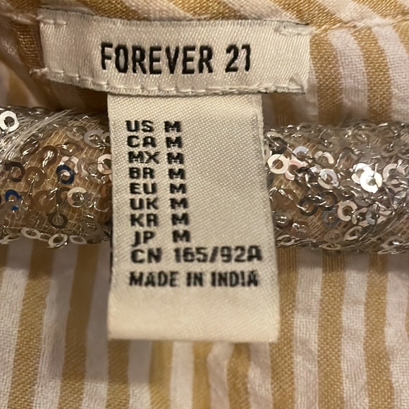 Forever 21 mini size M, white & yellow stripes - Picture 3 of 12